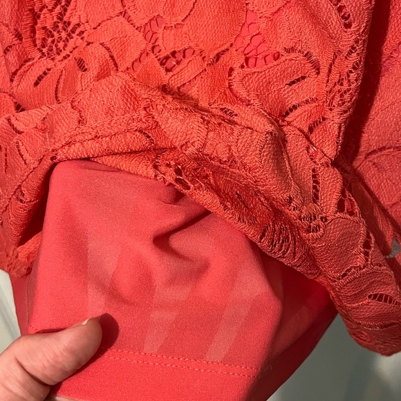 LOFT coral/peach scoop neck lace sundress- size 16 - Picture 5 of 10